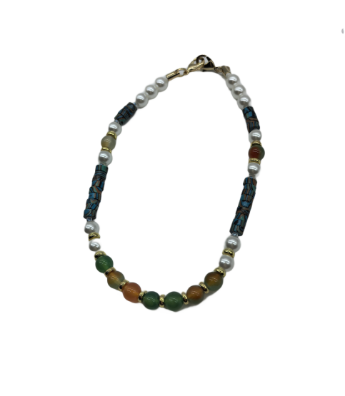 Natural Stone Phone Charm, Blue Beaded Healing Phone Wrist Strap,Handmade Cellphone Chain