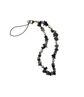 Black Phone Chain Phone Wrist Strap Natural Gemstone Phone Charms Beaded Phone Strap For Women Girls