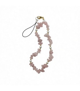 Pink Phone Chain Phone Wrist Strap Natural Gemstone Phone Charms Beaded Phone Strap For Women Girls