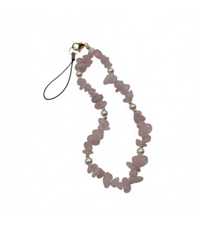 Pink Phone Chain Phone Wrist Strap Natural Gemstone Phone Charms Beaded Phone Strap For Women Girls