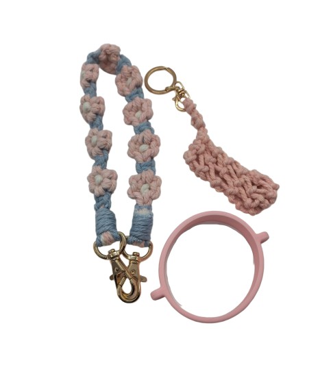 Pink Water Bottle Sling Water Bottle Hand Woven Sling Hand Woven Lanyards Strap For Insulated Mug Portable Cup Sports Cup