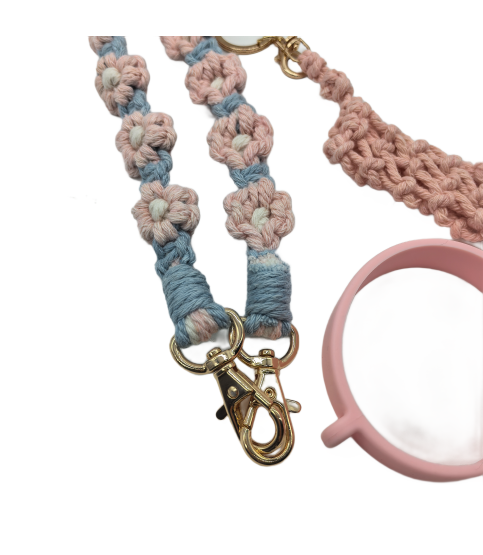 Pink Water Bottle Sling Water Bottle Hand Woven Sling Hand Woven Lanyards Strap For Insulated Mug Portable Cup Sports Cup