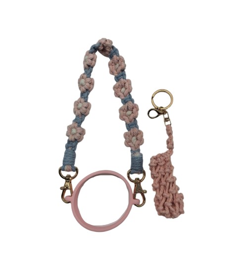 Pink Water Bottle Sling Water Bottle Hand Woven Sling Hand Woven Lanyards Strap For Insulated Mug Portable Cup Sports Cup