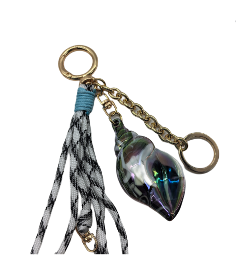 Gray Sea Snail Bag Charm Key Chain Purse Accessories Phone Wrist Strap