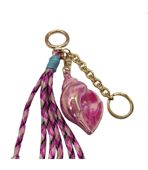 Pink Sea Snail Bag Charm Key Chain Purse Accessories Phone Wrist Strap