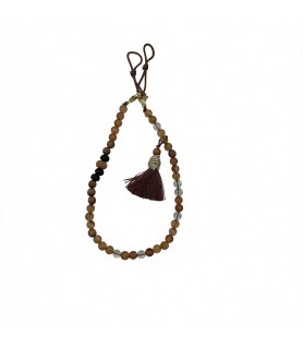 Natural Stone Phone Charm Red Beaded Healing Phone Wrist Strap Handmade Cellphone Chain With Tassel