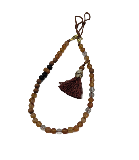 Natural Stone Phone Charm Red Beaded Healing Phone Wrist Strap Handmade Cellphone Chain With Tassel