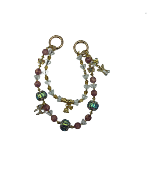 Butterfly Phone Wrist Strap Beaded Wrist Strap Lanyard Charm For Handbag